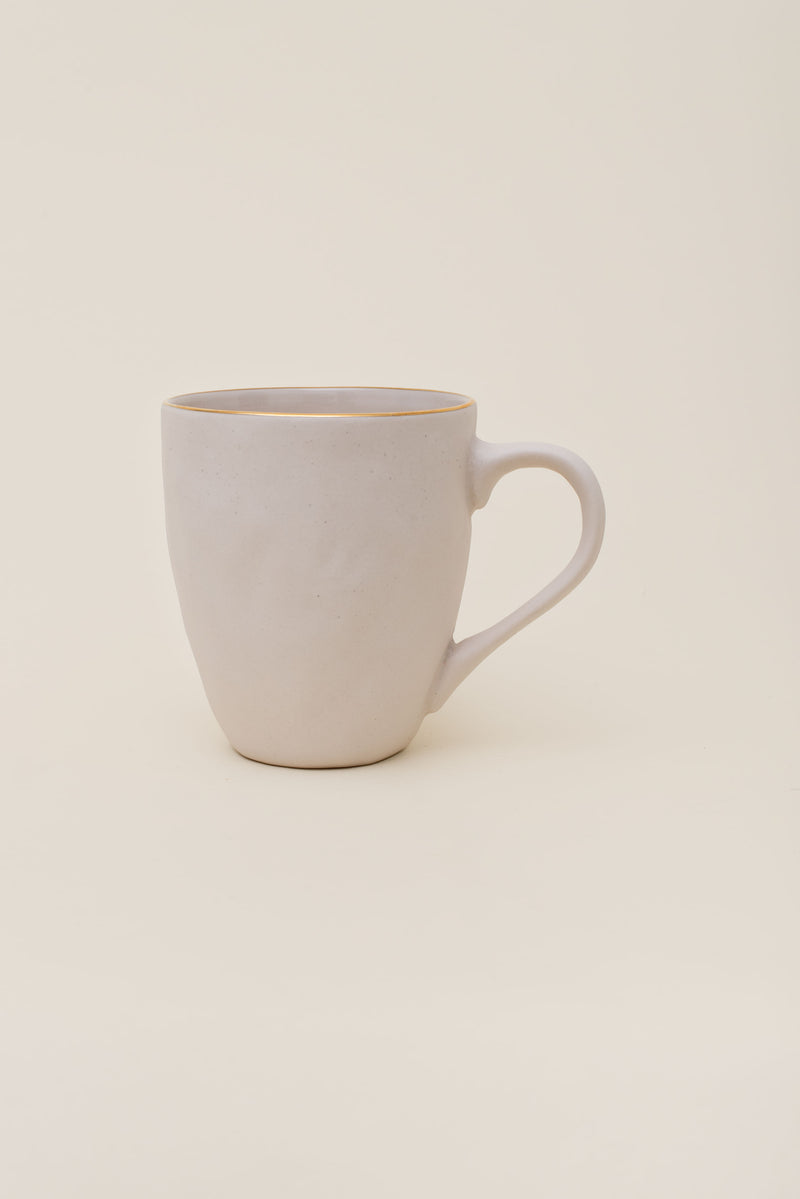 Gold Rim Stoneware Mug, White - Joy Meets Home